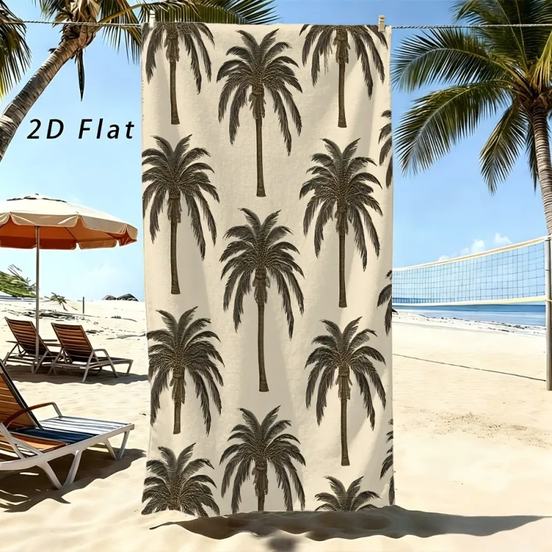 Vintage Palm Tree Silhouette Pattern Beach Towel Lightweight Quick Dry Microfiber Towel For Beach Pool Bath Travel Daily Use