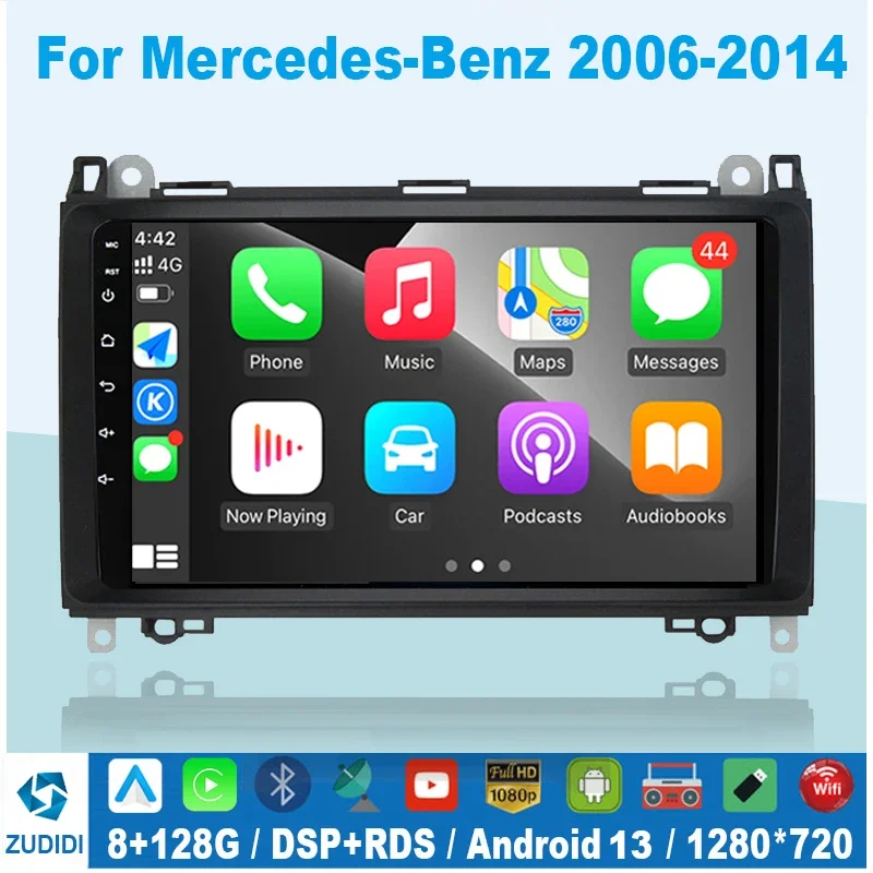 

8GB 128GB Car AutoRadio Android Multimedia Screen for Mercedes Benz B200 Sprinter W906 W639 AB Class W169 W245 Viano Vito GPS