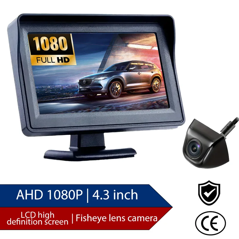 4.3Inch AHD/HD Car Monitor for Rear View Reverse Camera, HD Digital Color LCD Display with Easy Installation