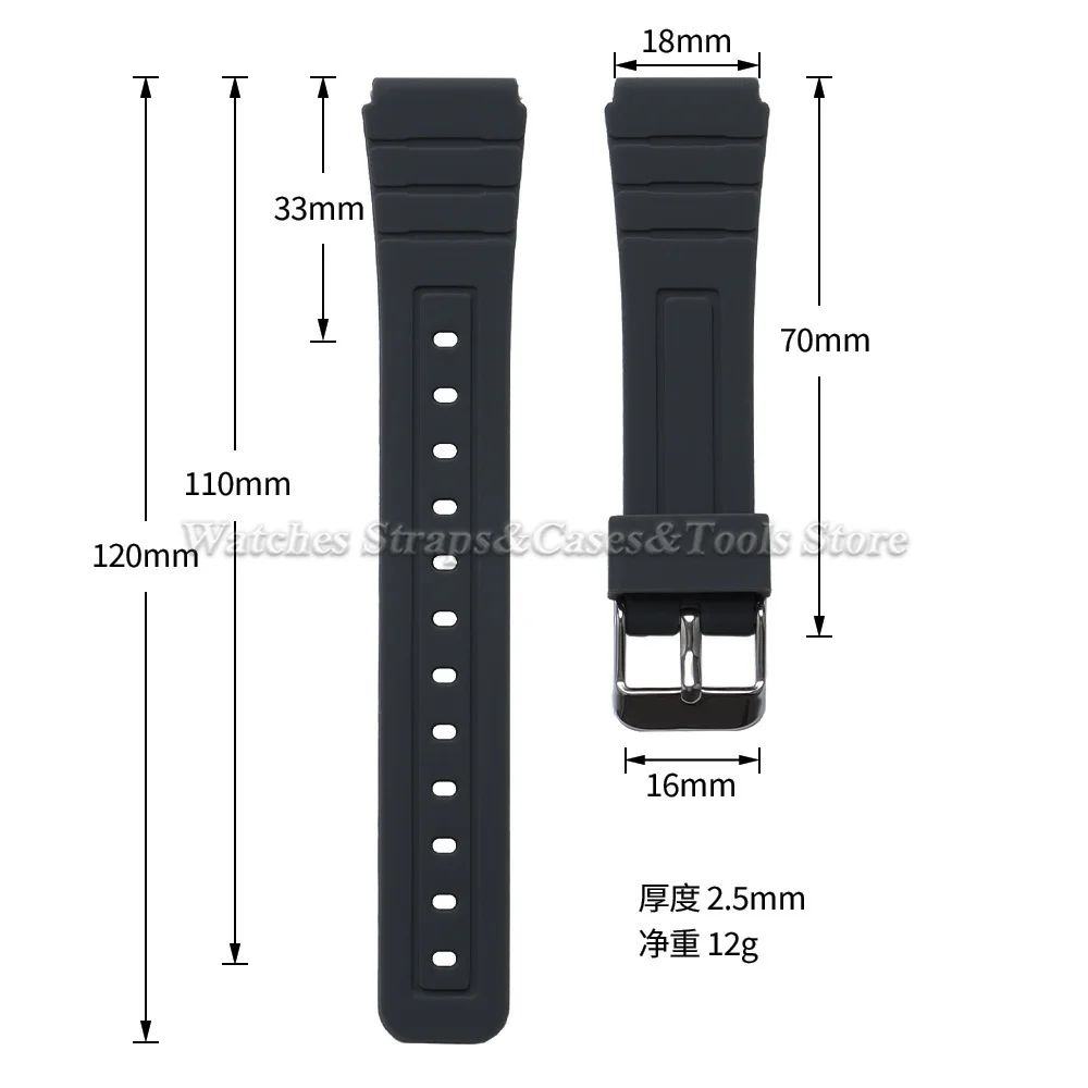 18 mm weiche Silikon-Uhrenarmbänder für Casio F-91W SGW400 W800H F84 F105/108 A158/168 AE1200, wasserdichtes Armband, Ersatzarmbänder – Detail 1