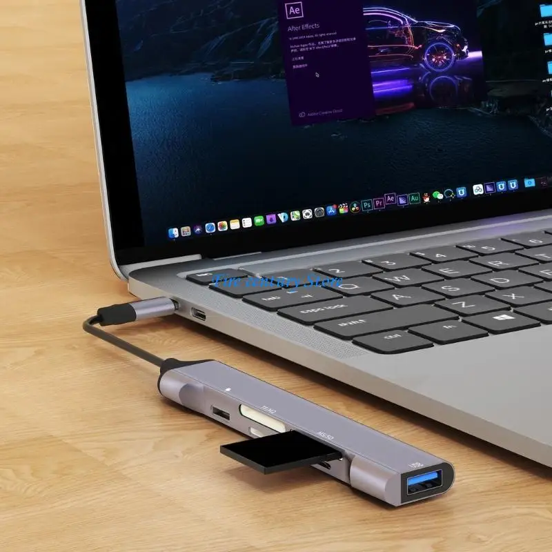 J6PA 6 in 1 Multi Functional Type C Card Reader USB C to MSM2/USB Card Reader 480Mbps Data Transfer Speed 5V2A