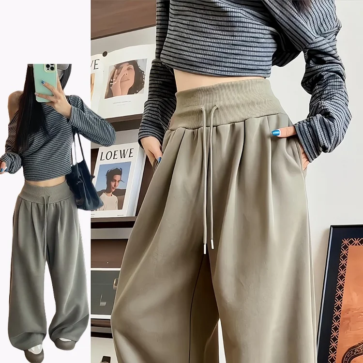 Militaire een paresseux Dstring pantalons de survêtement femmes pantalons décontractés amples à la mode taille haute pantalon à jambes larges automne nouveauté