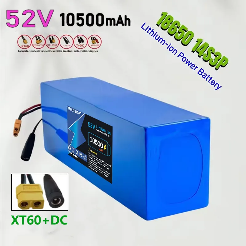 52V 14S3P 10500mAh 1000W Rechargeable 18650 Li-ion Battery Pack for Various Transportation Vehicles and Supports Customization