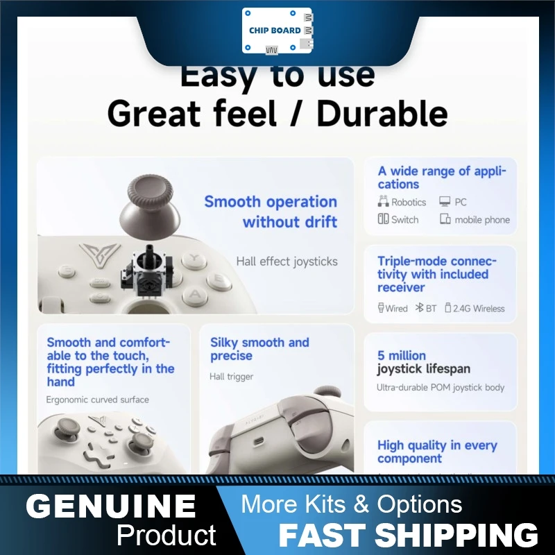 Yahboom triple-mode wireless game controller featuring joystick and mecha buttons for Switch/PC/Android/iOS/robot kits