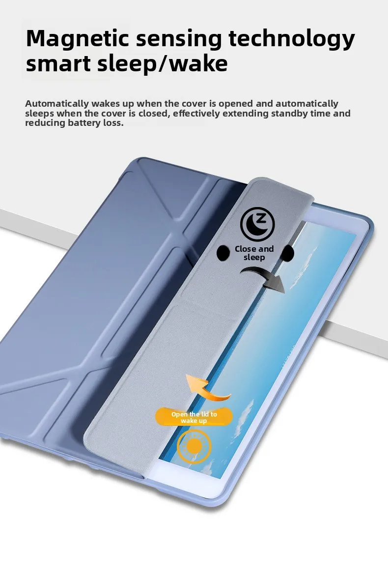 Für iPad 9.7 Schutzhülle AIR5 verwandelbare Y-Fold-Lederhülle Mini 3/4 leichte Silikonhülle 10.2 Softshell einfarbig – Detail 6