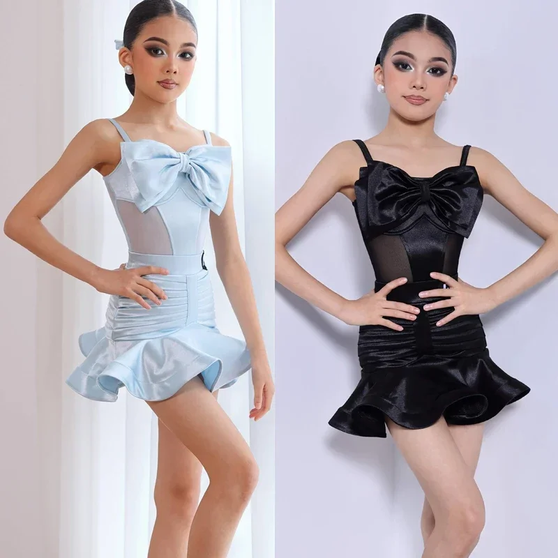 

Child Latin Dance Dress for Girls Halter Skirt Summer Profession Samba Chacha Lumba Training Performance Latin America Clothing