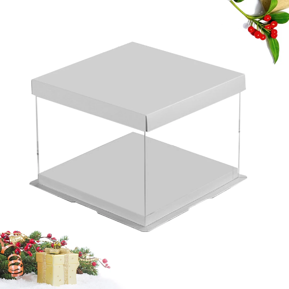 

8Inch White Transparent Plastic Cake Box Bakery Packaging Container For Dessert Shop Home Use Food Crisper Disposable Storage