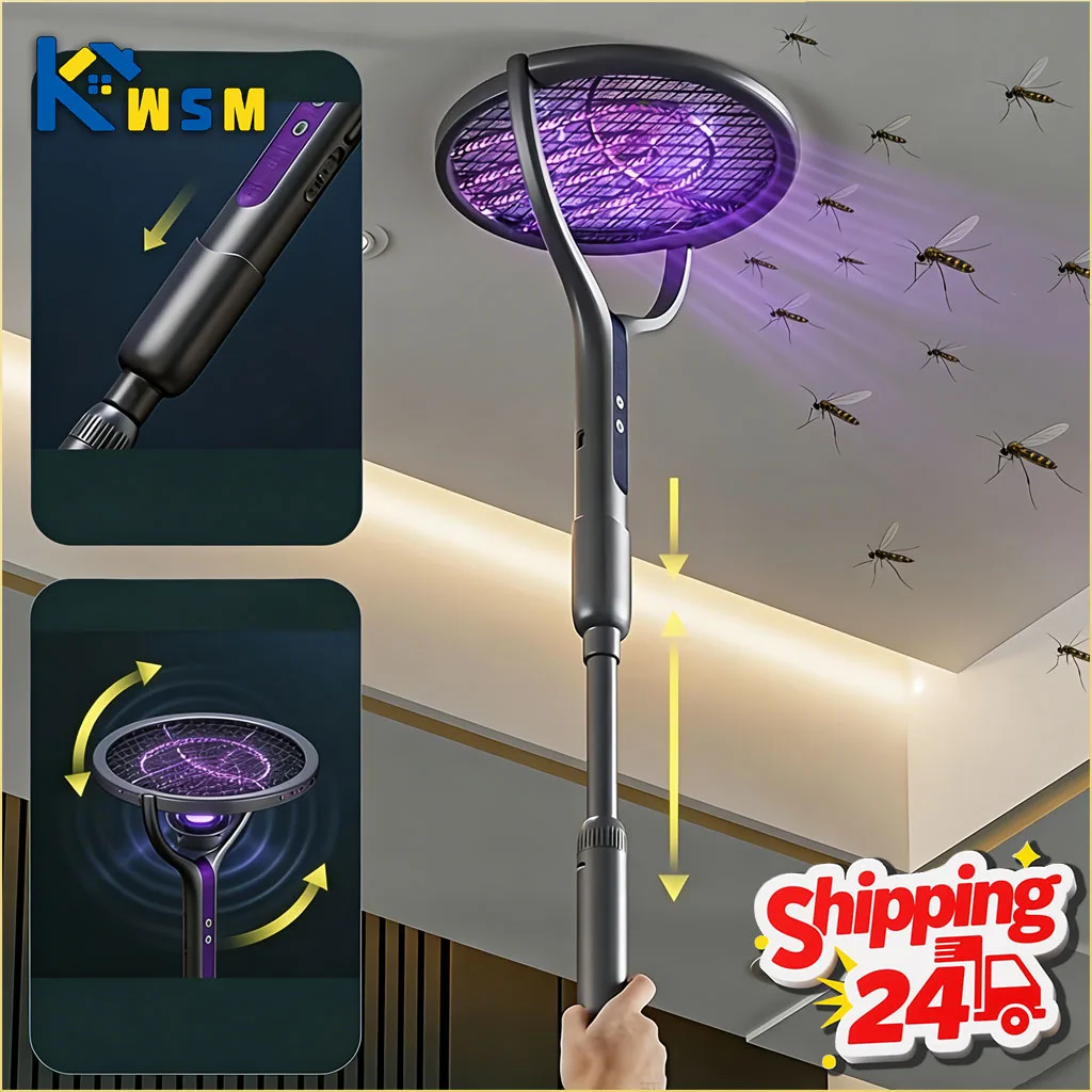 Telescopic Mosquito Swatter with USB Charging Bug Zapper Racket Indoor Mosquito Killer Lamp Rechargeable Electric Fly Swatter