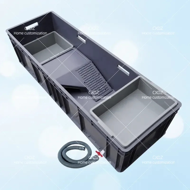 King Size Turtle Tank with Drainage Thickened Plastic Turtle Box Household Belt Drying Table Water Tank Combined Habitat