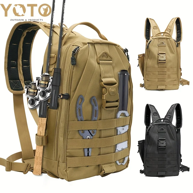YOTO Mochila para pesca impermeable con organizador de caña ligera