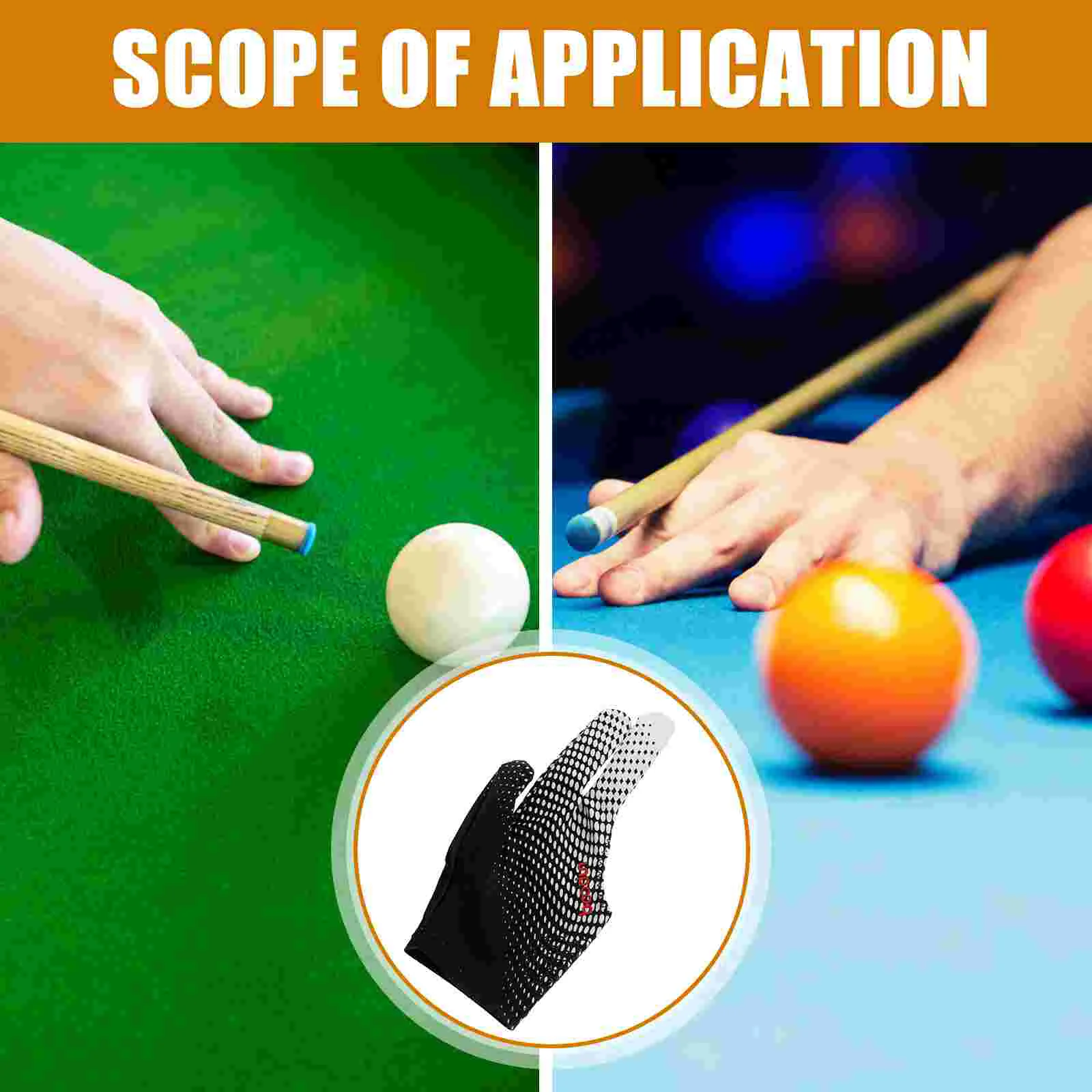 1pc 3 Fingers Glove High Elastic Anti-slip Billiards Glove Breathable Snooker Glove (Black and White)