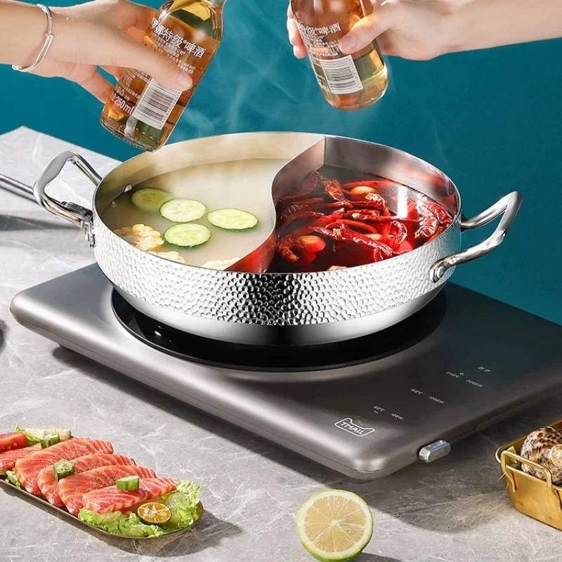DSA stainless steel yuanyang hot pot 304 food grade thickened pot large capacity