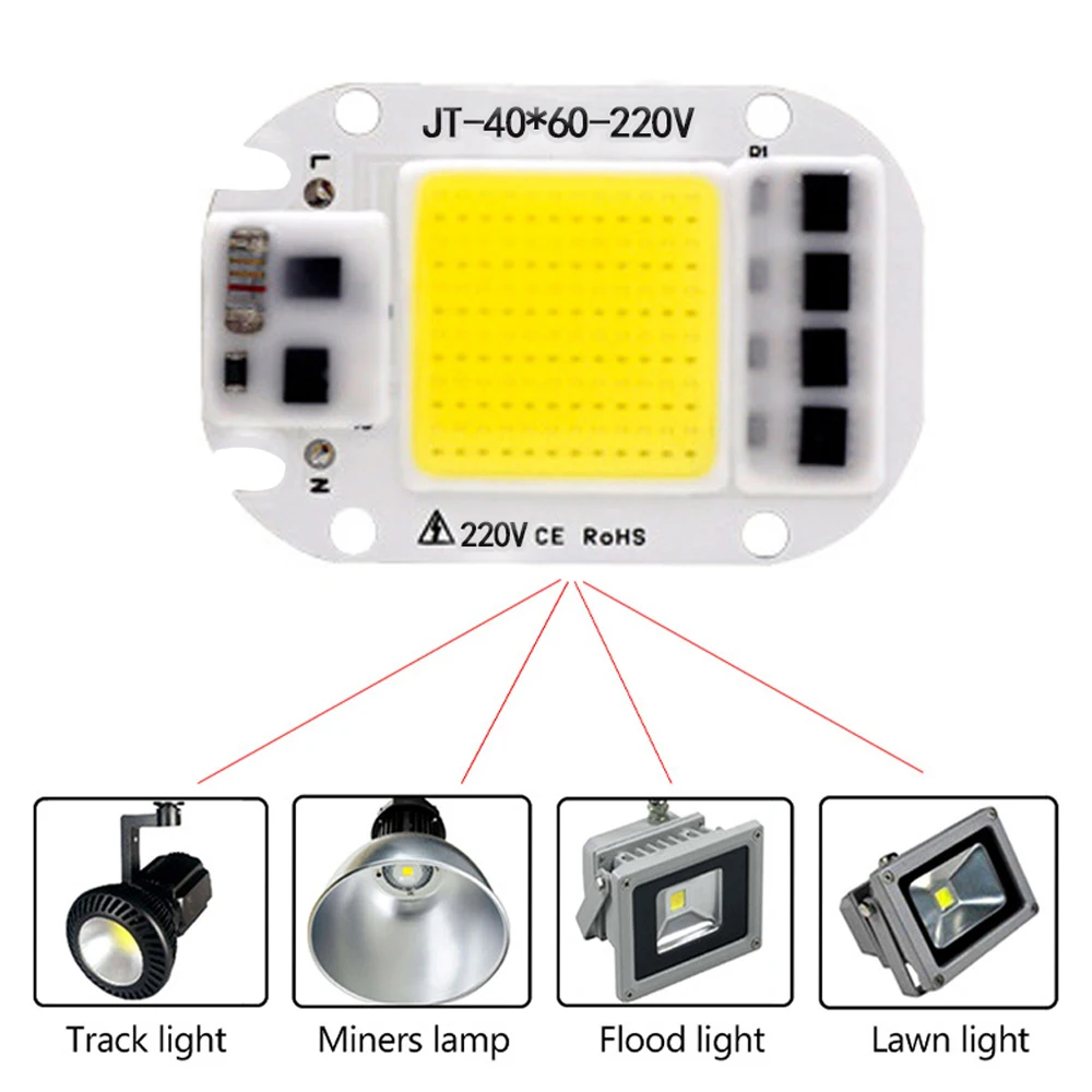 LED Chip 20W 30W 50W AC 220V COB LED Lamp Bead Smart IC No Need Driver DIY Track light Flood light LED chip Lamp Red Green Warm