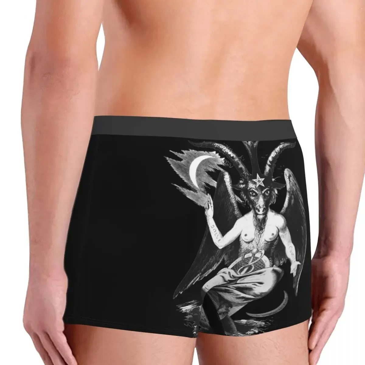 Baphomet ropa interior masculina Sexy estampado personalizado granizo Satán diablo bruja Boxer pantalones cortos bragas calzoncillos transpirables