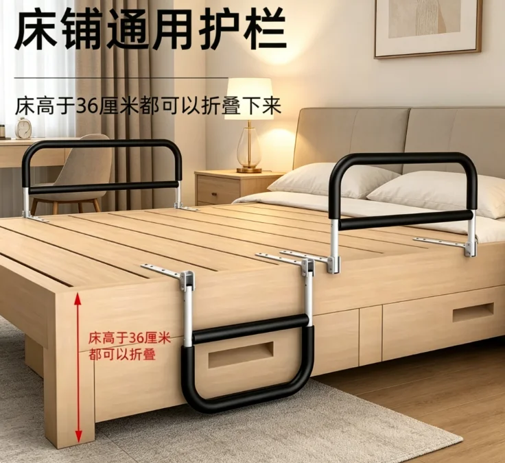 

Foldable Bed Rail Fall Prevention Safety Bar