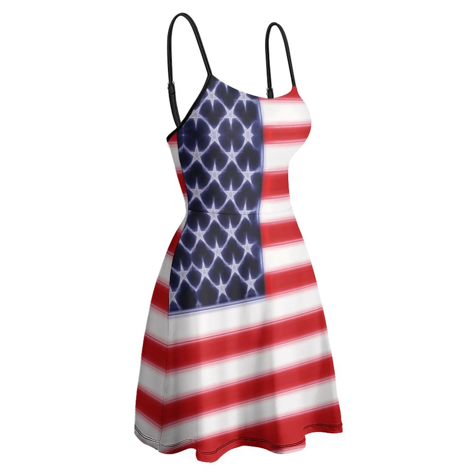 Neon American Flag Women's Sling Dress Novelty Sexy  Woman's Gown Humor Graphic Cocktails The Dress