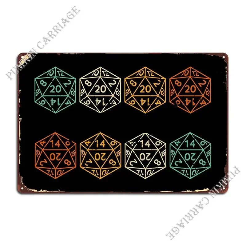 Rpg D20 Polyhedral Vintage Metal Plaque Poster Personalized Party Wall Plaque Cinema Tin Sign Poster
