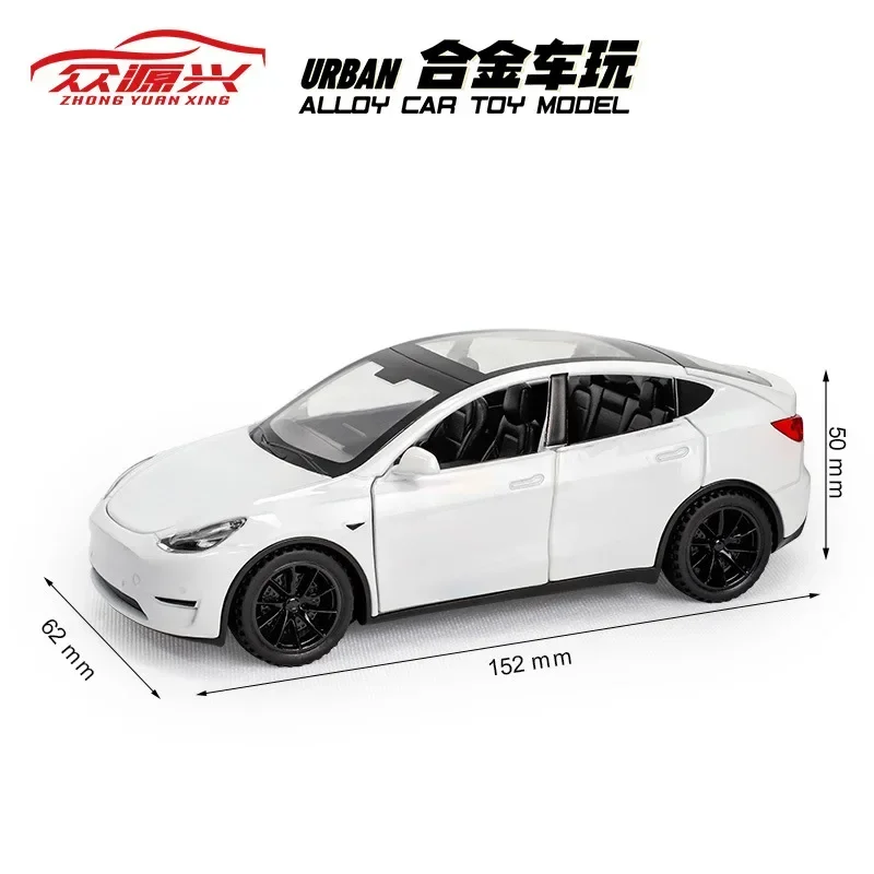 1:32 Tesla Model Y Pull Back Sound and Light Simulation Alloy Car Model Children's Toy Car Ornament Alloy Car Model A963