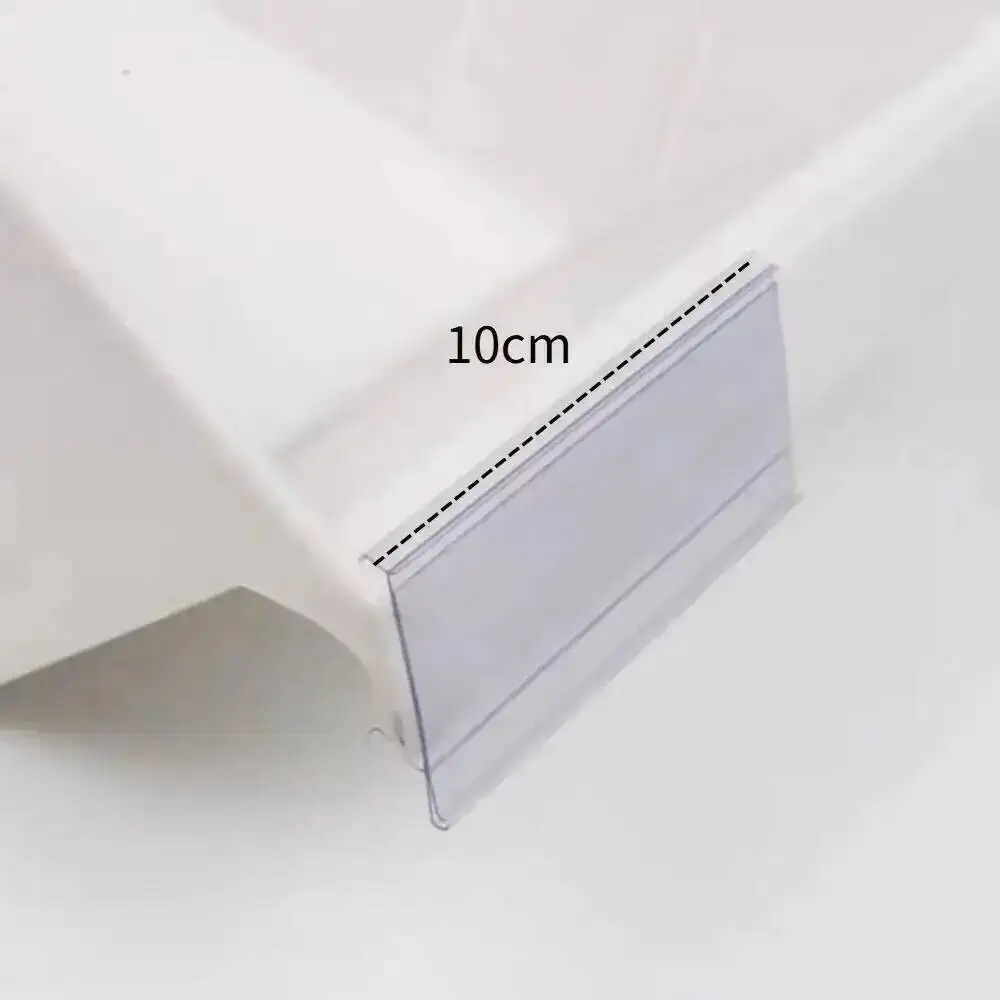 100 Stück Snack-Regaletiketten, Supermarkt-Preisschilder, transparente Etikettenstreifen, Kunststoffbeschilderung für Lebensmittelboxen und Süßigkeitenboxen – Detail 5