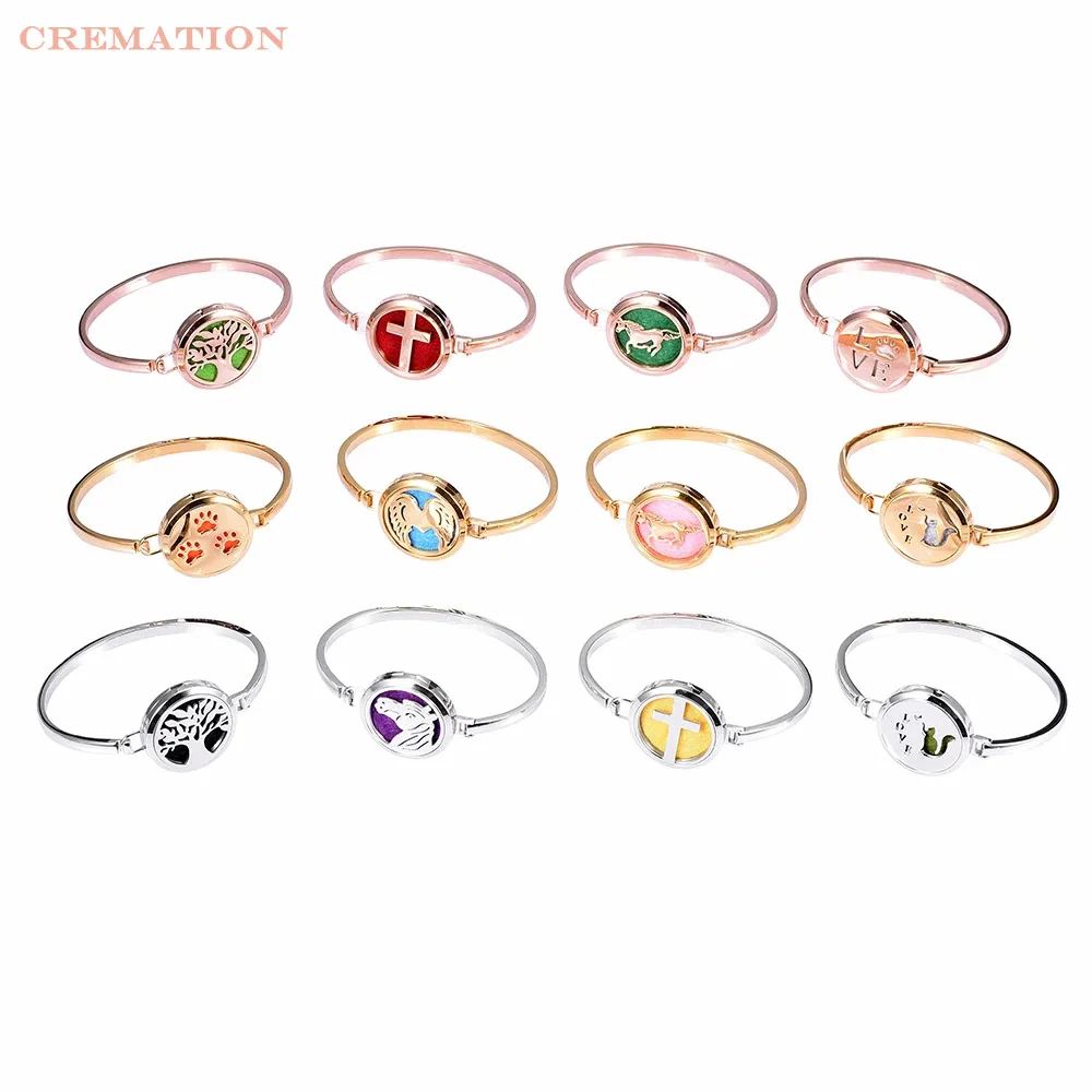 

30mm Perfume Locket Bangle Christmas Gift 316L Stainless Steel Essential Oil Diffuser Magnetic Bracelet Oil 12 Pads as Gift