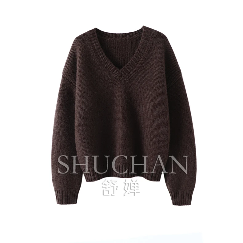 

winter thick 100% cashmere sweater women warm soft pullover V-Neck casacos de inverno feminino sueter mujer invierno 2023