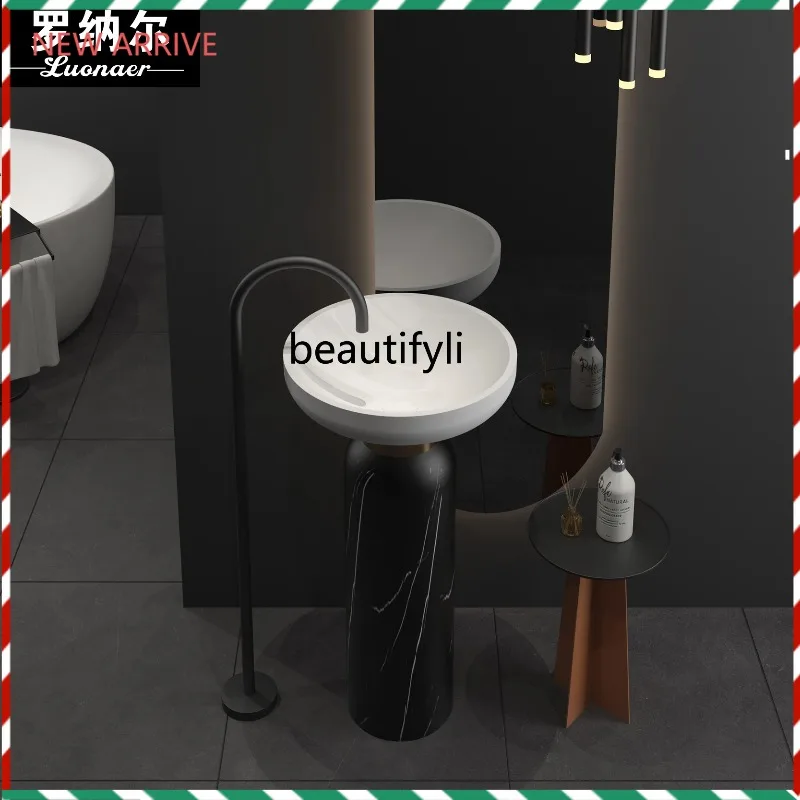 

D2520 Chinese Retro Style Designer Pedestal Basin Freestanding Integrated Art Washbasin Unique Creative Homestay Washstand