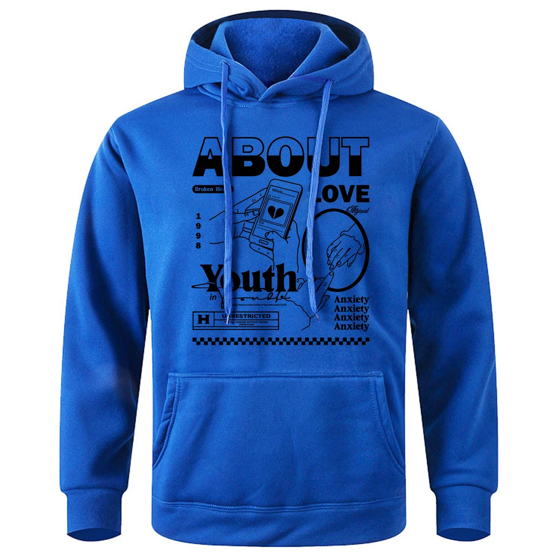 About Love Broken Heart Youth Anxiety Men Hoody Oversized Loose Tracksuit Basic Casual Sport Hoodies Classic Creative Sweatshirt