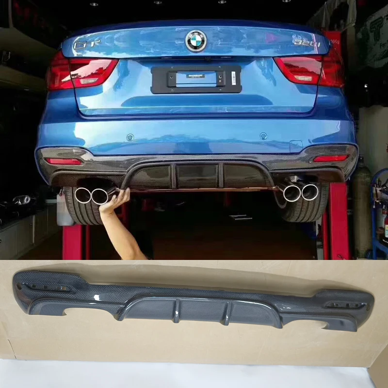 

For BMW 3 Series GT F34 4pcs Exhaust Tip Real Carbon Fiber Rear Bumper Diffuser Lip Splitter Spoiler Body Kit Car Accessories