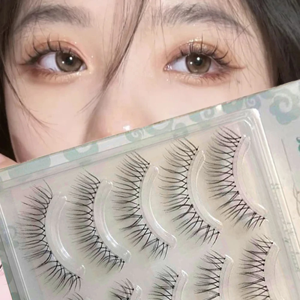 5 Paar koreanische 3d Nerz Wimpern V-förmige Faux Wimpern unsichtbare Band Wimpern wieder verwendbare natürliche falsche Wimpern bilden Werkzeuge