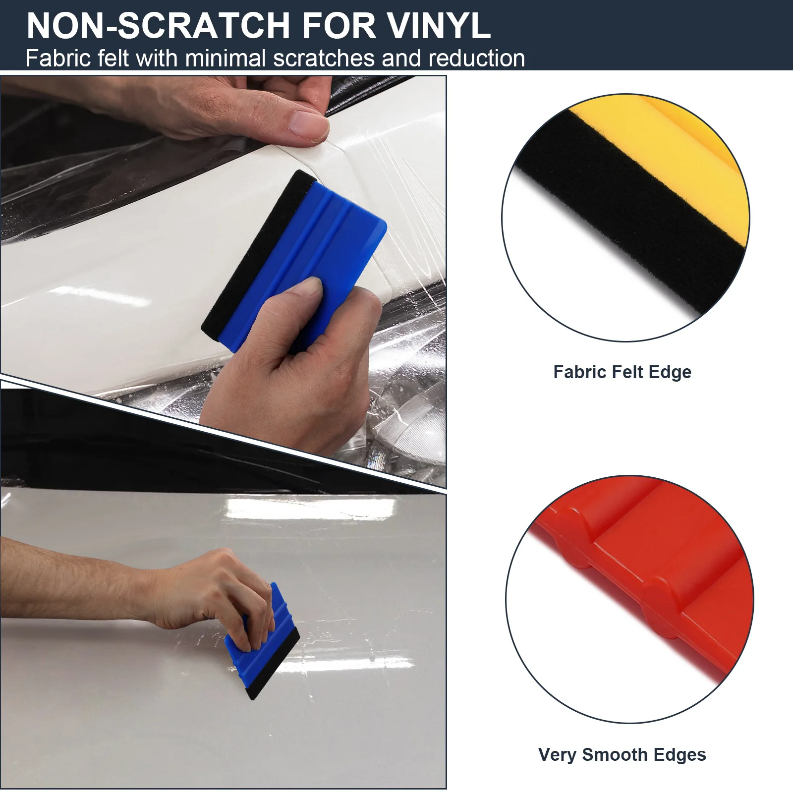 Vinyl Squeegee with Felt Edge Scraper for Car Glass Vehicle Film Wrap Scrape Car Wash Supplies Automotive Detailing Tools