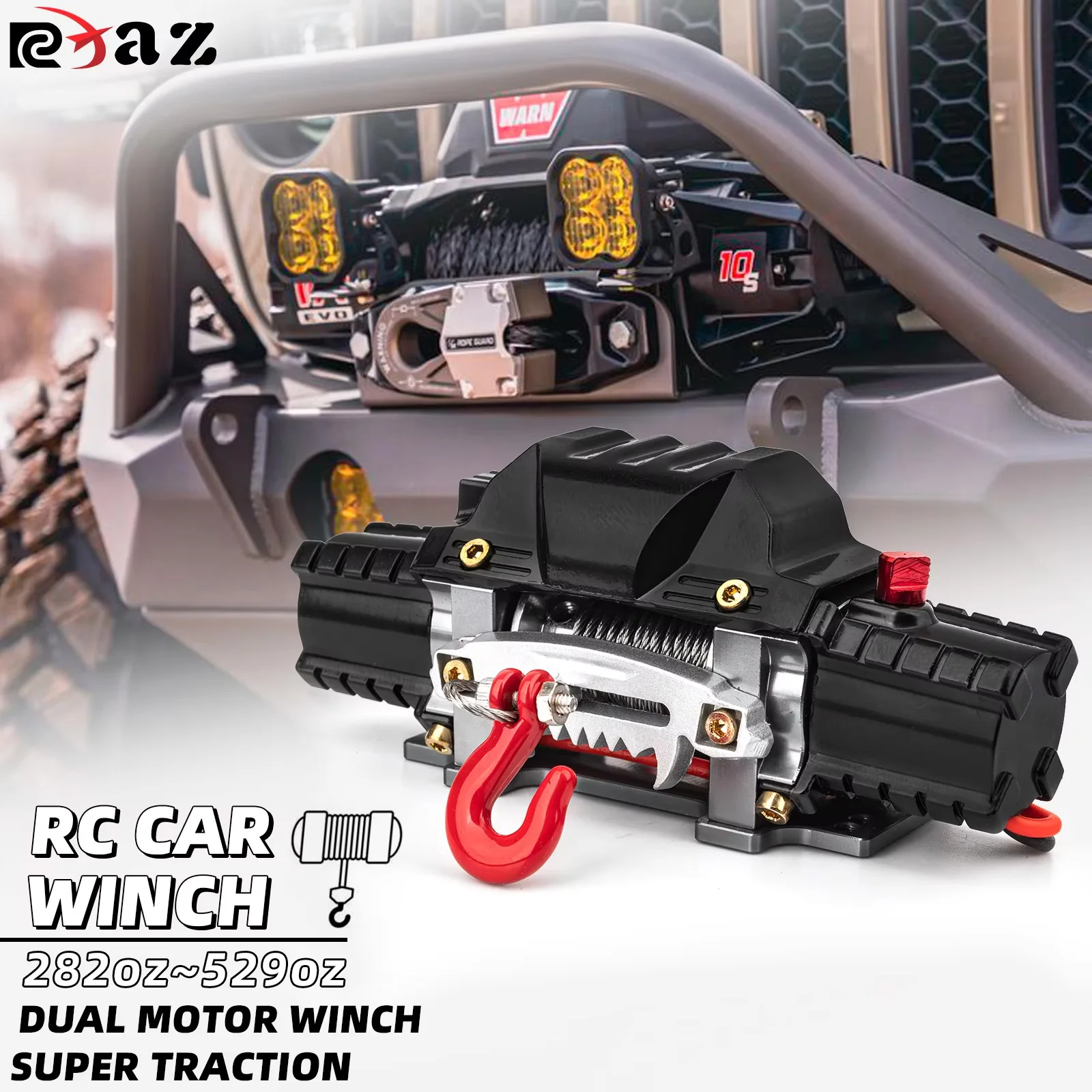 RC Metall-Winde 8-15kg mit Doppelmotor, simulierte automatische Winde für 1/10 RC Crawler Car Axial SCX10 TRX4 D110 Tamiya