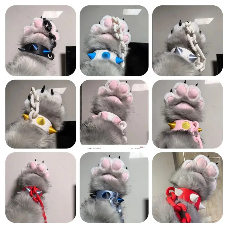 

Меховой костюм, браслет-цепочка с заклепками для лапы, пушистый браслет кигуруми, косплей, аксессуар для костюма на Хэллоуин