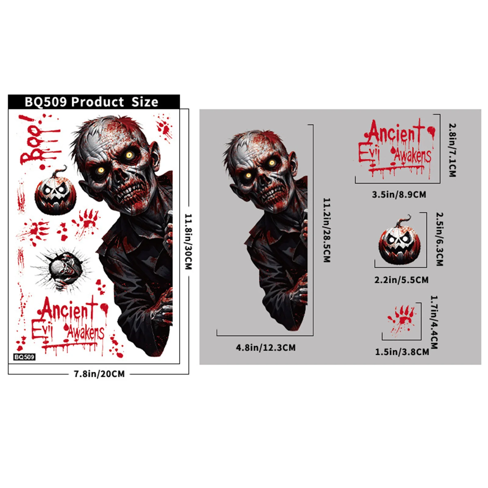 الرعب بقع الدم الجدار ملصق بصمة الدم الجمجمة مخيف شبح نافذة ملصق 2025 هالوين الديكور ملصق مخيف #6