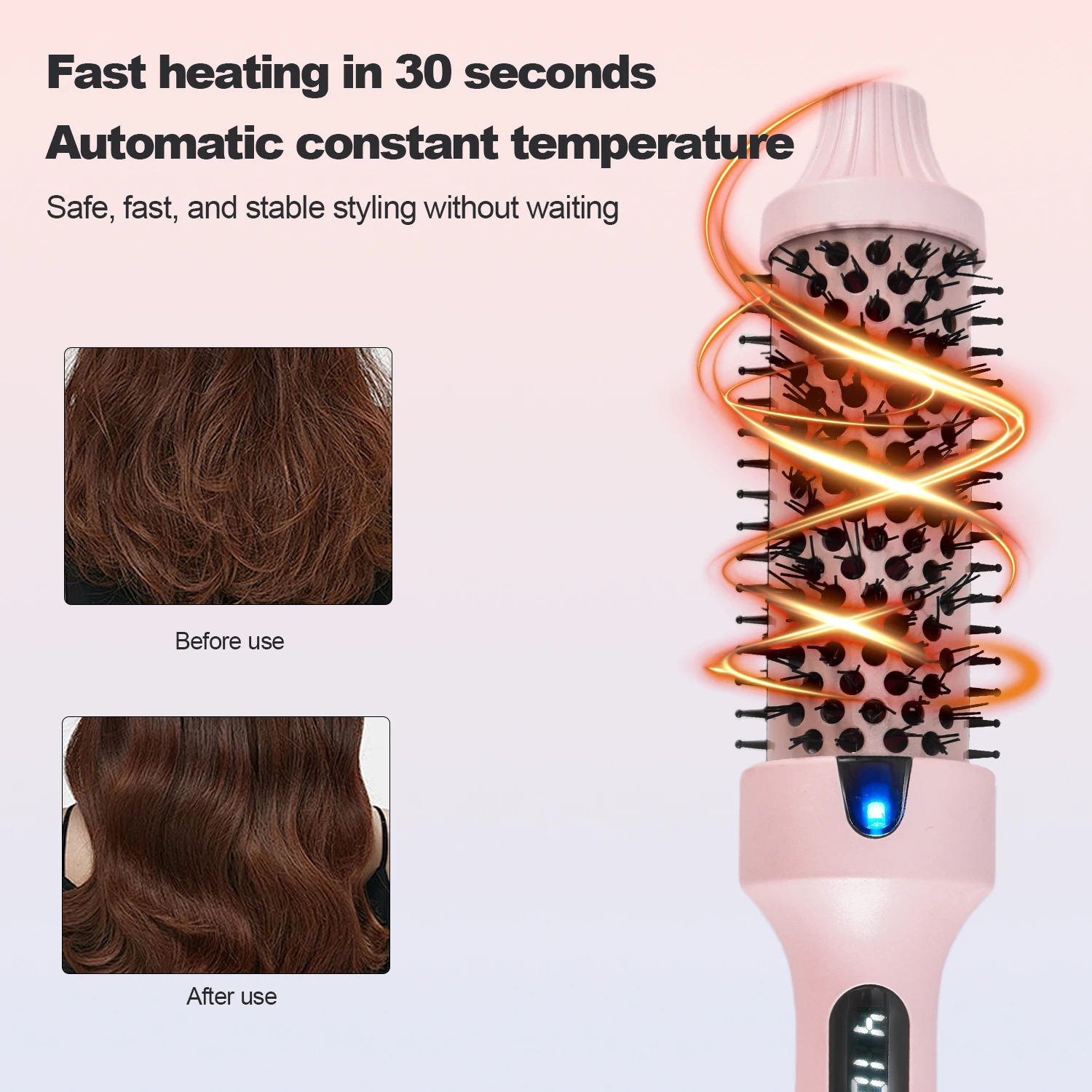2-in-1 Hot Air Brush LED Display, Multi-Level Adjustable Temperature, for Straightening & Curling Hair, Create Fluffy Hairstyles - view 2