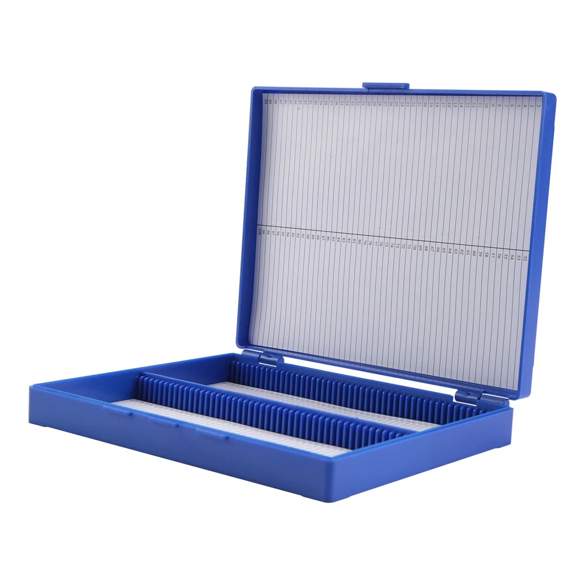 Caja de microscopio de diapositivas de microslide con capacidad rectangular de plástico azul real 100