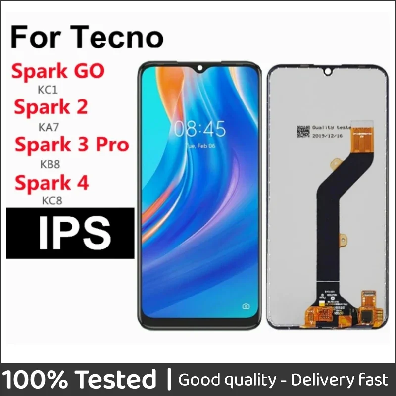 

For Tecno Spark 4 KC2 LCD Spark GO 2 3 Pro KA7 KC2 KB8 Display Touch Screen Digitizer Assembly For Tecno Spark 4 LCD