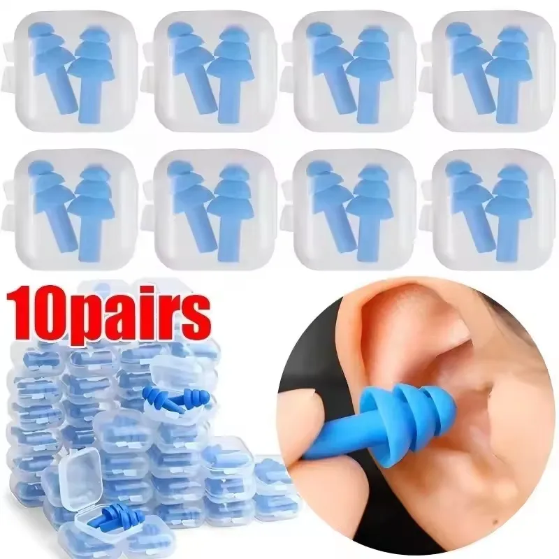 

Reusable Waterproof Ear Plugs Soft Silicone Earplug Noise Proof Sleeping EarPlugs with Storage Box for Swimming Surfing Snoring