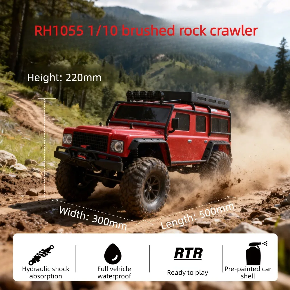 RH1055 1/10 RC 4WD Crawler Two-speed Shiftable Professional Electric Racing Car Toy Simulation Model Car Gift