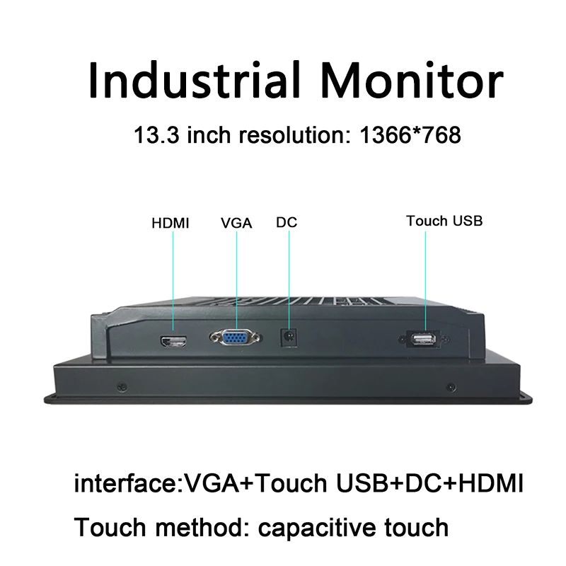 13.3/15.6/18.5 Inch Capacitive Touch Industrial Monitor Waterproof Screen With VGA HDMI USB Interface 1920*1080