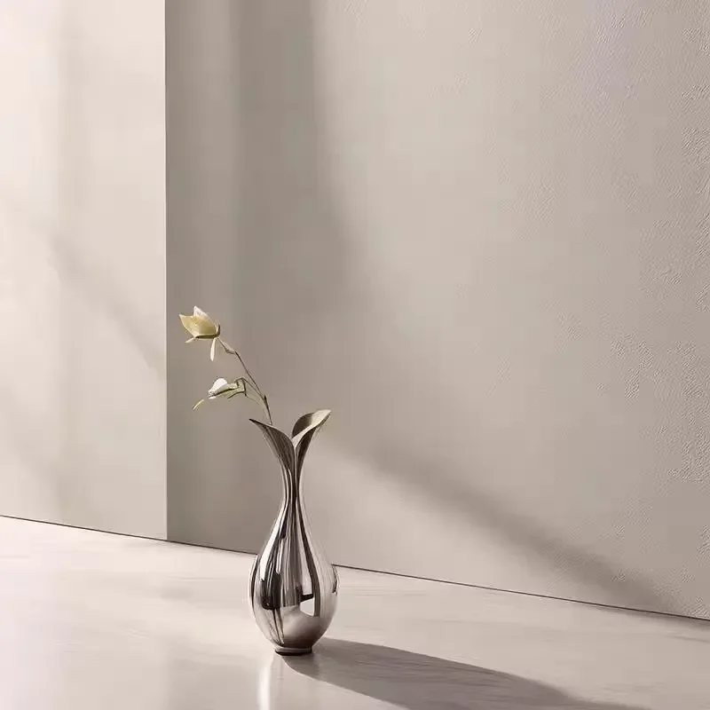 15X7CM stainless steel vase - for living room dining table entrance home decoration flower arrangement container