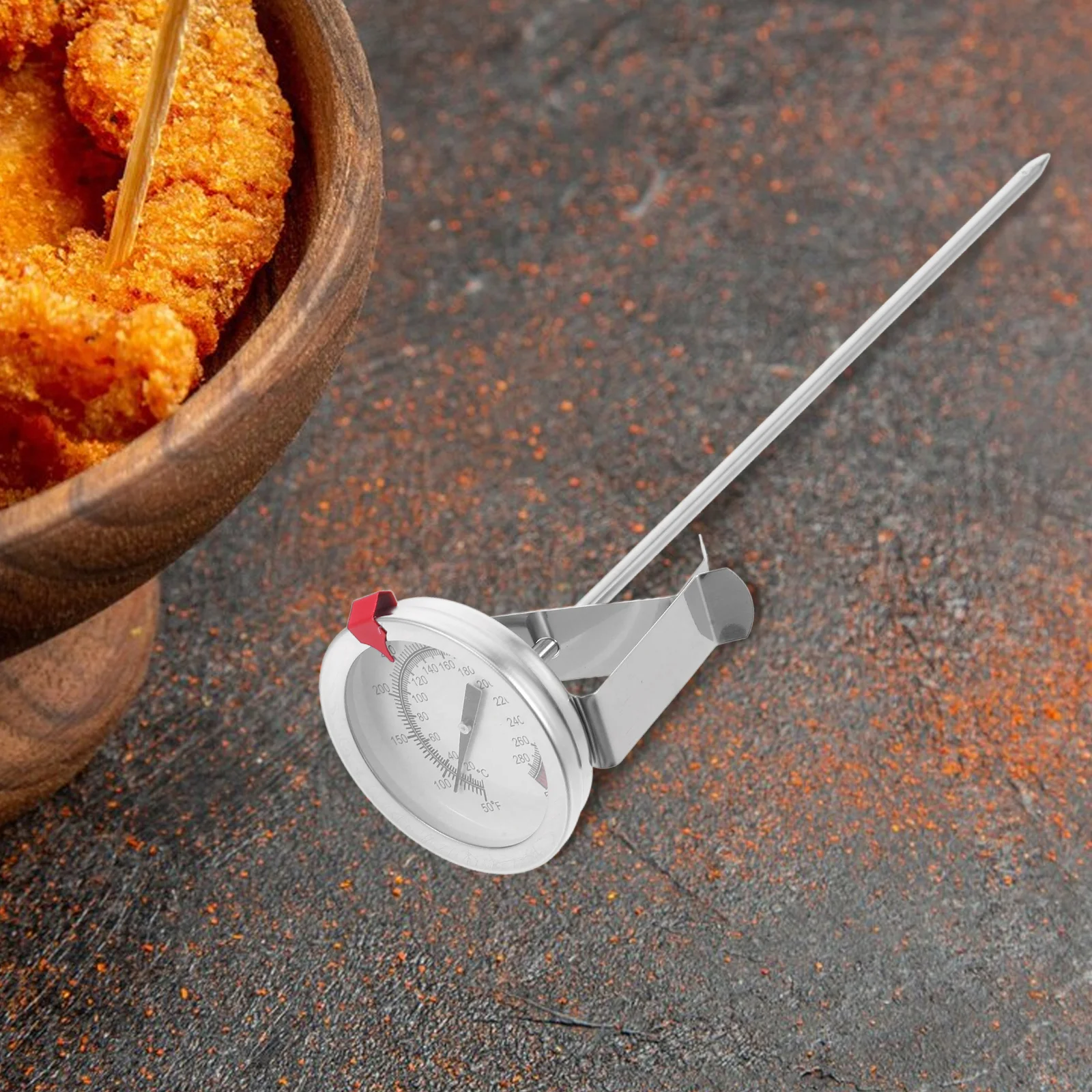 

Stainless Steel Deep Fry Thermometer 8.49 Inch Instant Read Dial for Accurate Oil Temperature Measurement in Kitchen Bbq