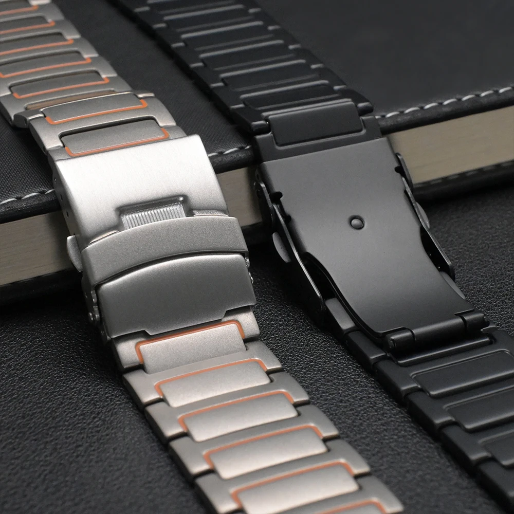 Titanium Orange Strap for Huawei Watch 5 4 4 Pro GT2 GT3 GT4 GT5 46mm Luxury 22mm Titanium Band for Oneplus Watch 3 2R Bracelet