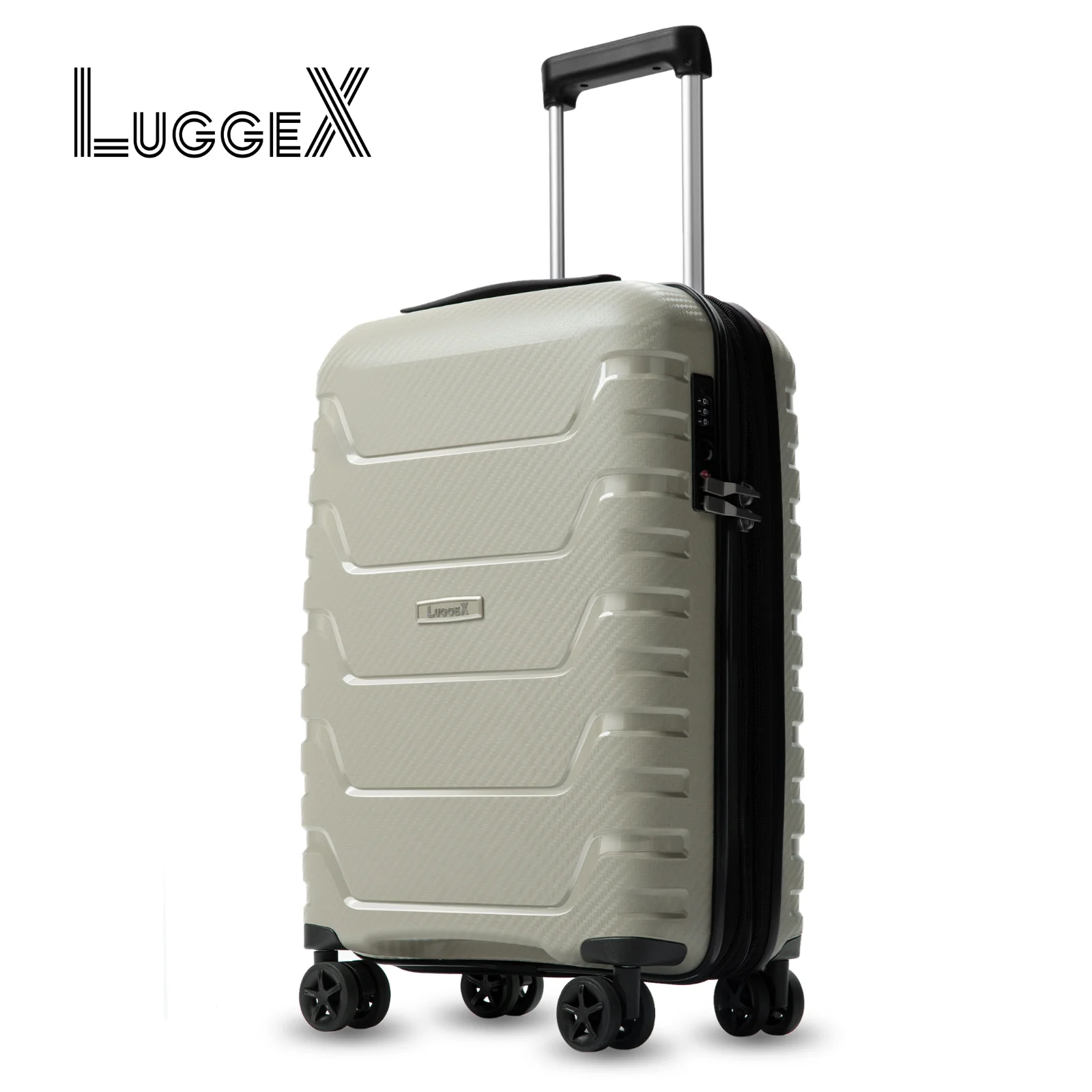 LUGGEX Carry On Luggage 22x14x9 Airline Approved Spinner Wheels- High Bounce (Champagne, 20 Inch)