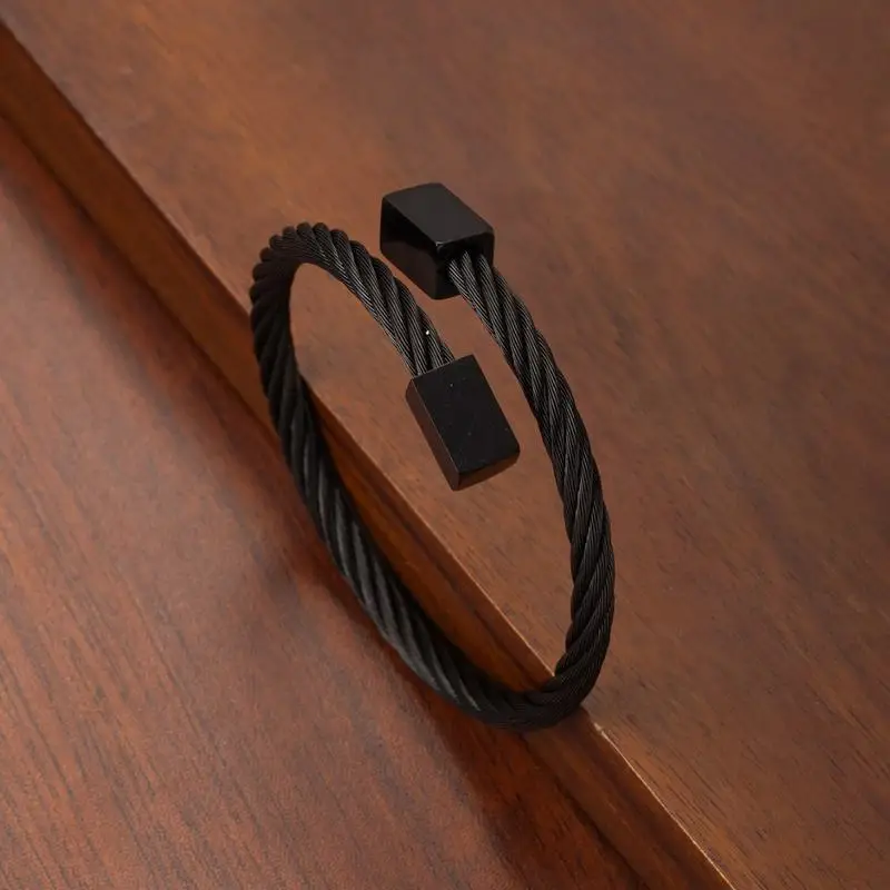 

10 шт., браслет из нержавеющей стали с открытой квадратной головкой, стальной браслет из веревки, модные аксессуары, сувенир для мужчин