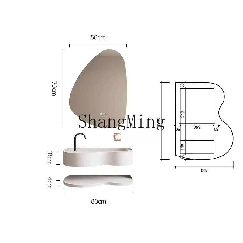 

ZHB minimalist wind integrated basin hanging minimalist double-layer circular arc corner bathroom cabinet combination G