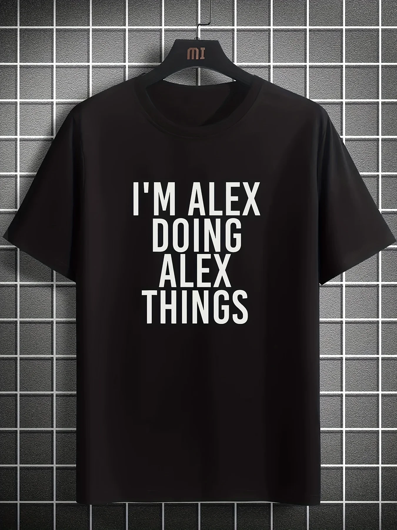 Funny Men's Black Graphic T-Shirt Alex Name Quote I'M Alex Doing Alex Things Bold Typography Statement Print 100% Cotton Heavyweight Short Sleeve Casual Streetwear Tee