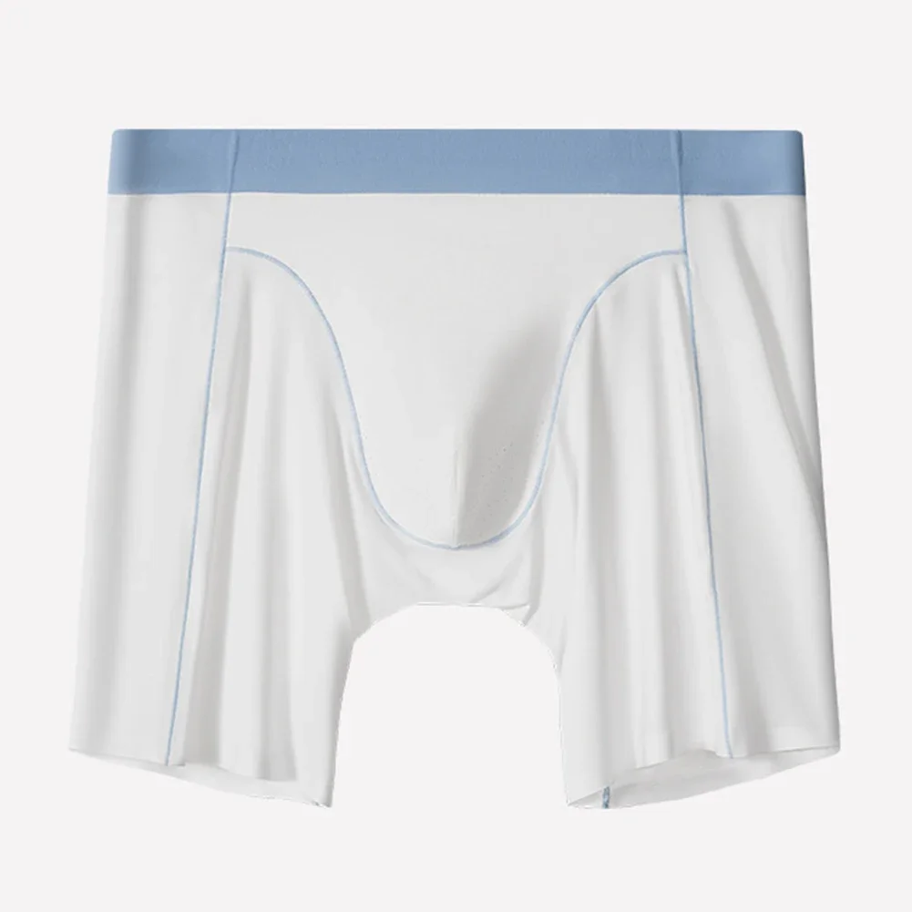 

Mens Ice Silk Large Size Seamless Lengthened Solid Color Underwear Boxer Shorts Sexy Stretch Long Boxershorts Man
