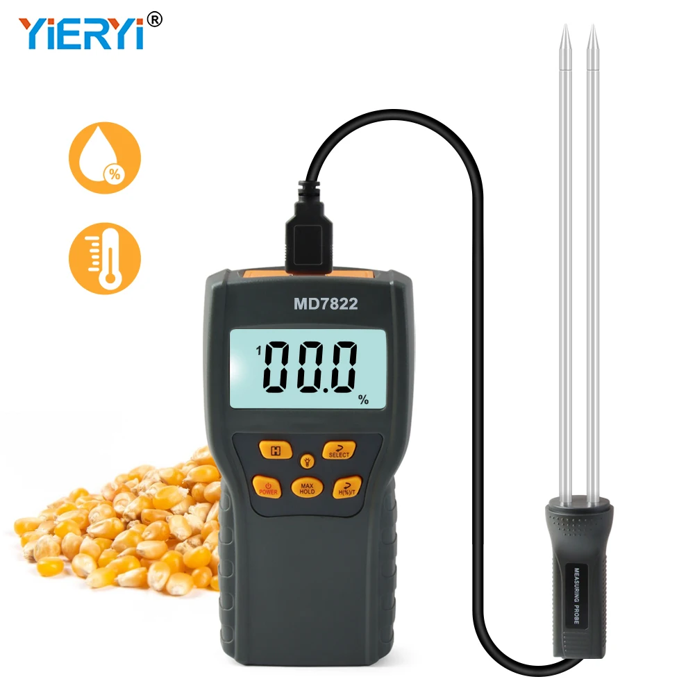 Digital LCD Grain Moisture Meter Humidity Tester Thermohygrometer Moisture Testing Tool for Wheat Paddy Corn Rice Thermometer