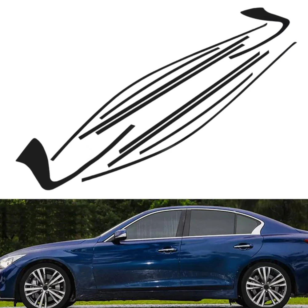 ملصقات نافذة حذف كروم من الفينيل لسيارة إنفينيتي Q50 Q50S 2014 إلى 2024 حماية النافذة الجانبية ومقاومة للخدش