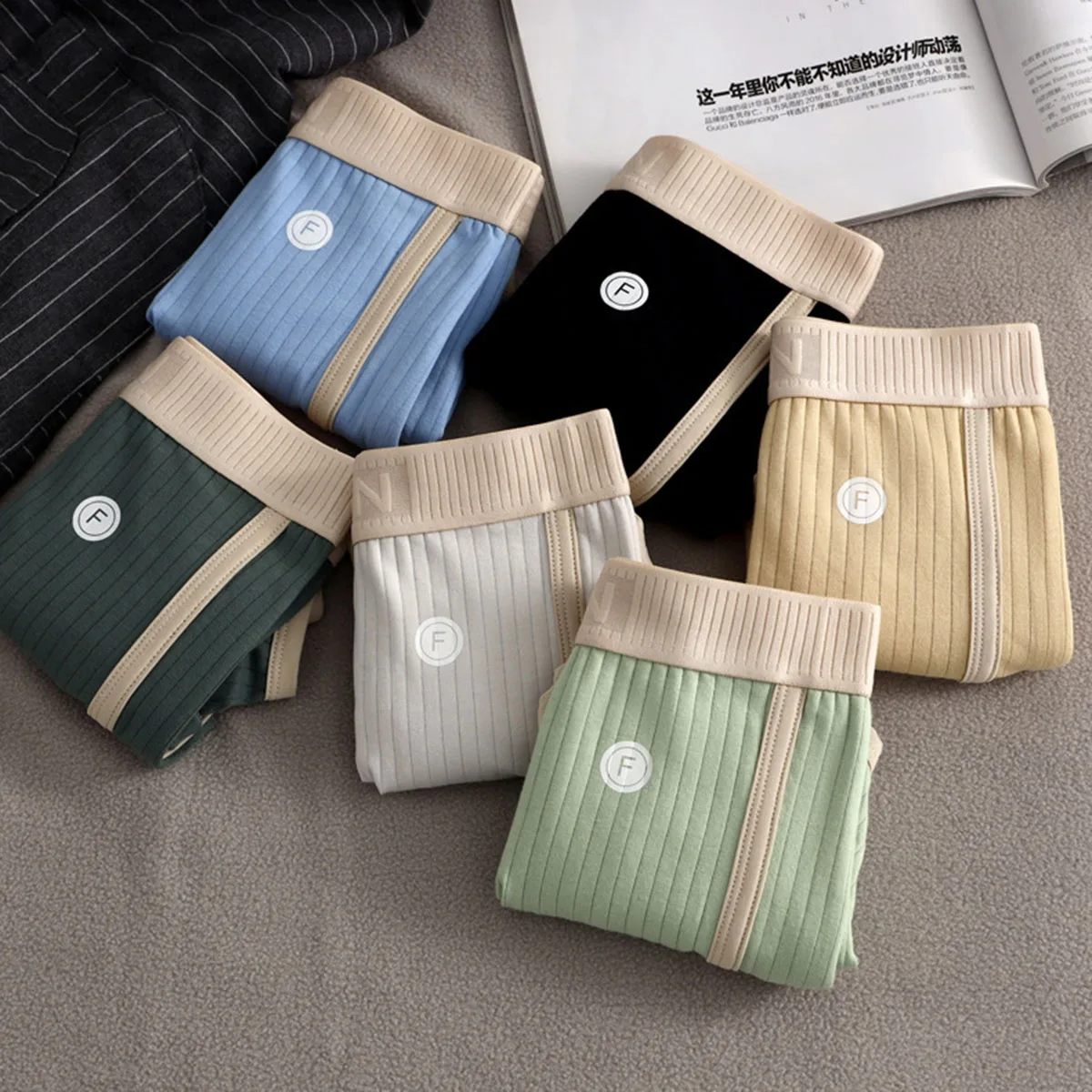 3er-Pack Baumwoll-Boxershorts für Herren, einfarbig gestreift, sexy, atmungsaktiv, mit Mesh-Zwickel, hochelastischer, breiter Bund – Detail 7